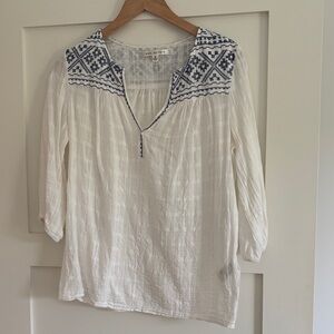 Max Studio Embroidered Cotton Top